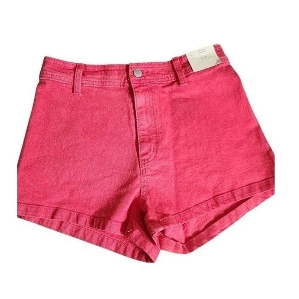 High Rise Denim Sailor Shorts Red Jean Universal‎ Thread 2.5 inch Stretch 6